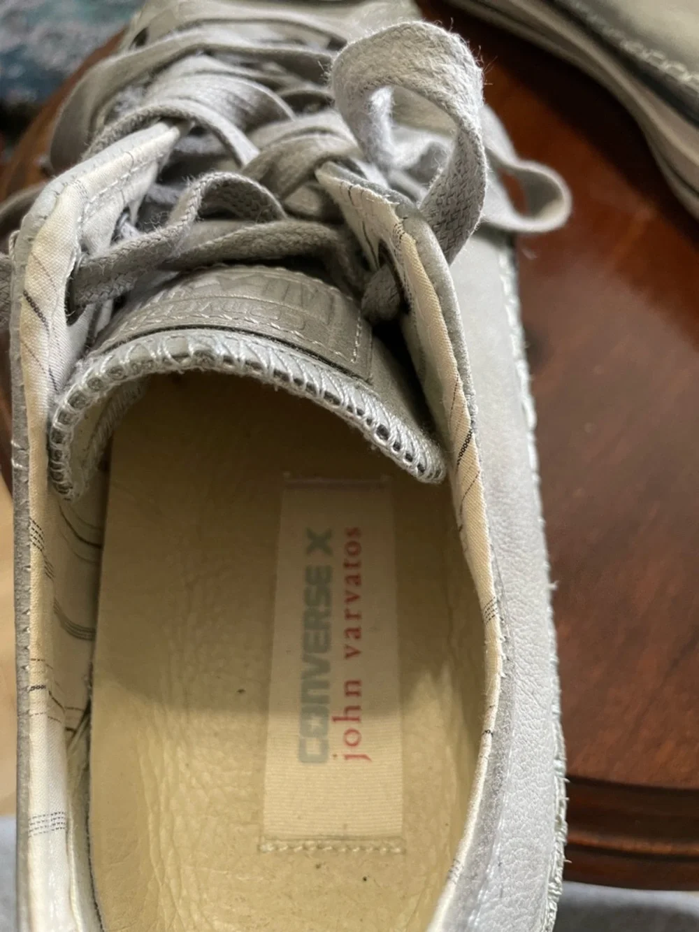Converse Men's Low-Top John Varvatos Blanket stitch Sneakers in Light Gray - Picture 3 of 7